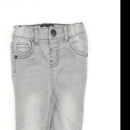 Denim & Co. Baby Grey Cotton Jogger Jeans Size 6-9 Months L50 cm Snap