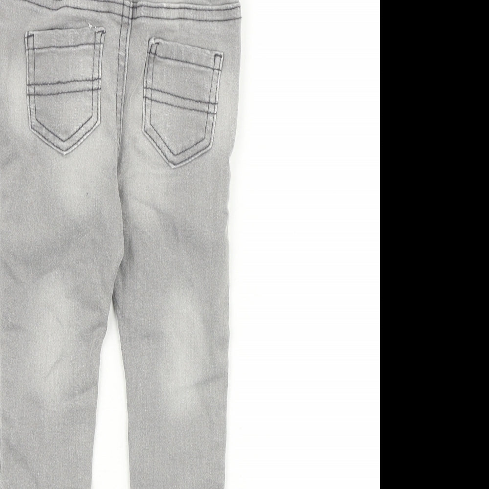 Denim & Co. Baby Grey Cotton Jogger Jeans Size 6-9 Months L50 cm Snap
