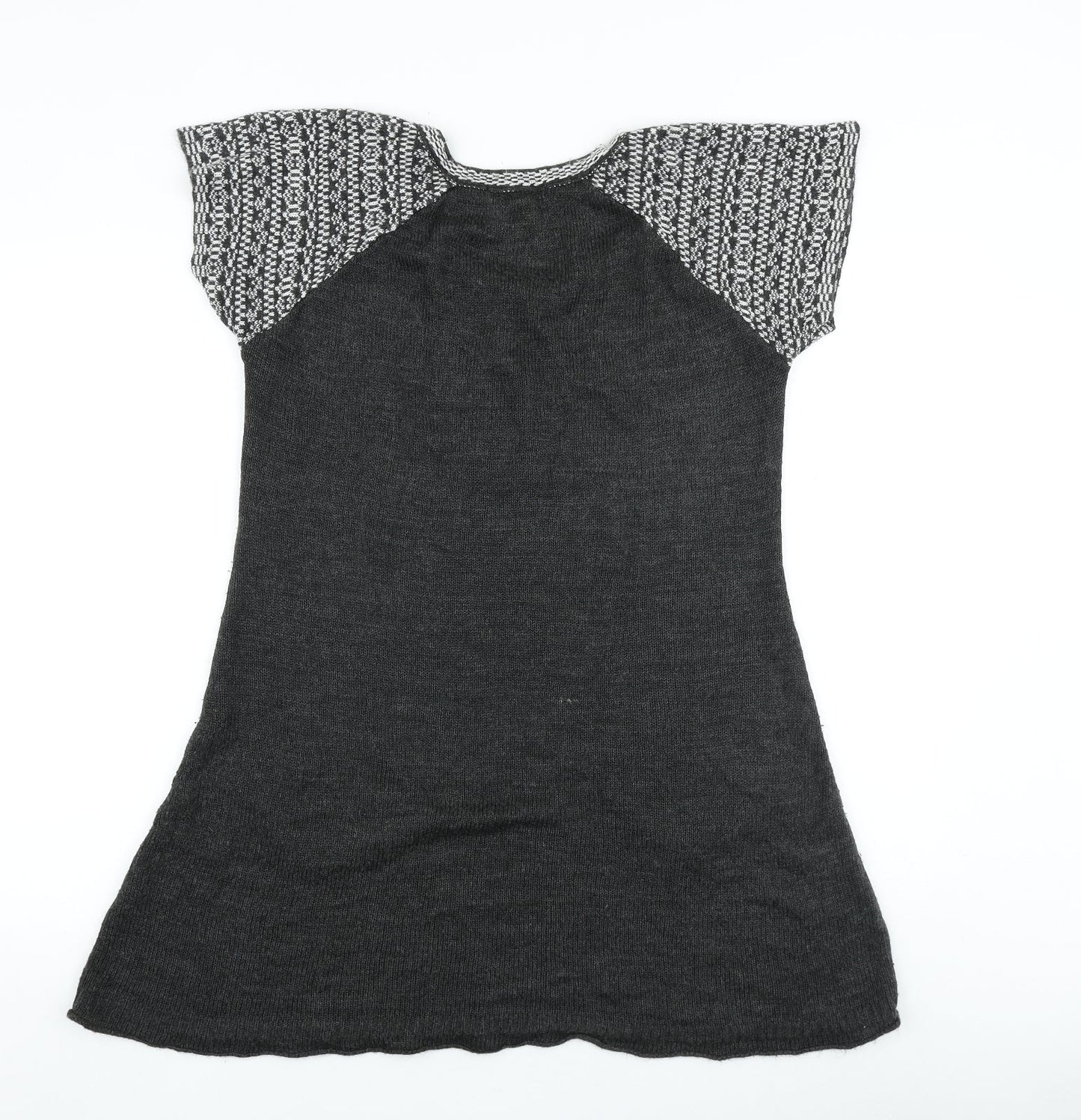 Fashion Friends Womens Grey Geometric Acrylic T-Shirt Dress Size XL Round Neck Pullover