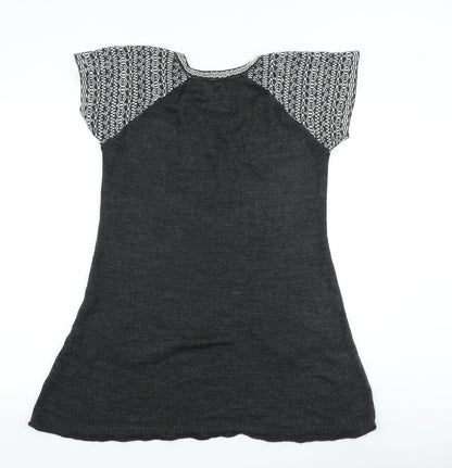 Fashion Friends Womens Grey Geometric Acrylic T-Shirt Dress Size XL Round Neck Pullover