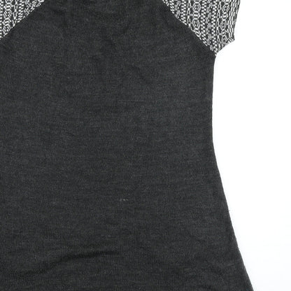 Fashion Friends Womens Grey Geometric Acrylic T-Shirt Dress Size XL Round Neck Pullover