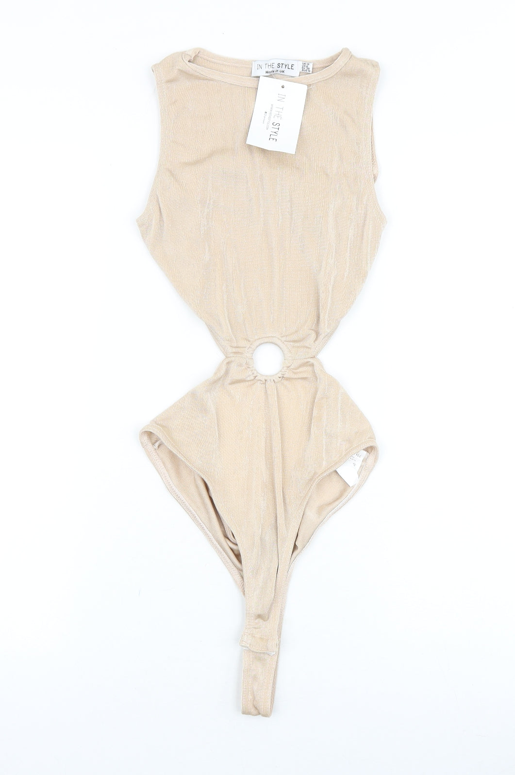 In the Style Womens Beige Viscose Bodysuit One-Piece Size 10 Hook & Eye