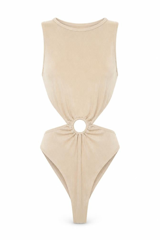 Womens UK Size 10 In the Style One-Piece Beige Bodysuit