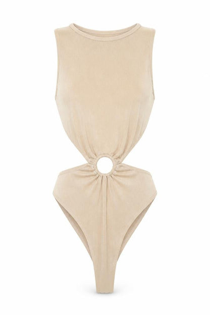 Womens UK Size 10 In the Style One-Piece Beige Bodysuit