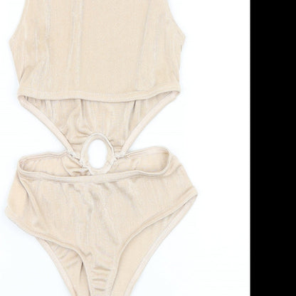 In the Style Womens Beige Viscose Bodysuit One-Piece Size 10 Hook & Eye