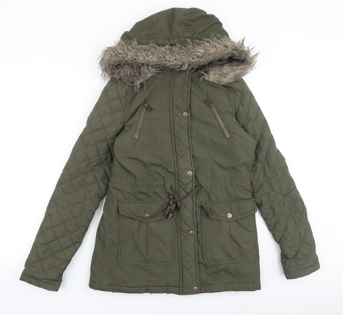 Pineapple Womens Green Quilted Coat Size 6 Zip