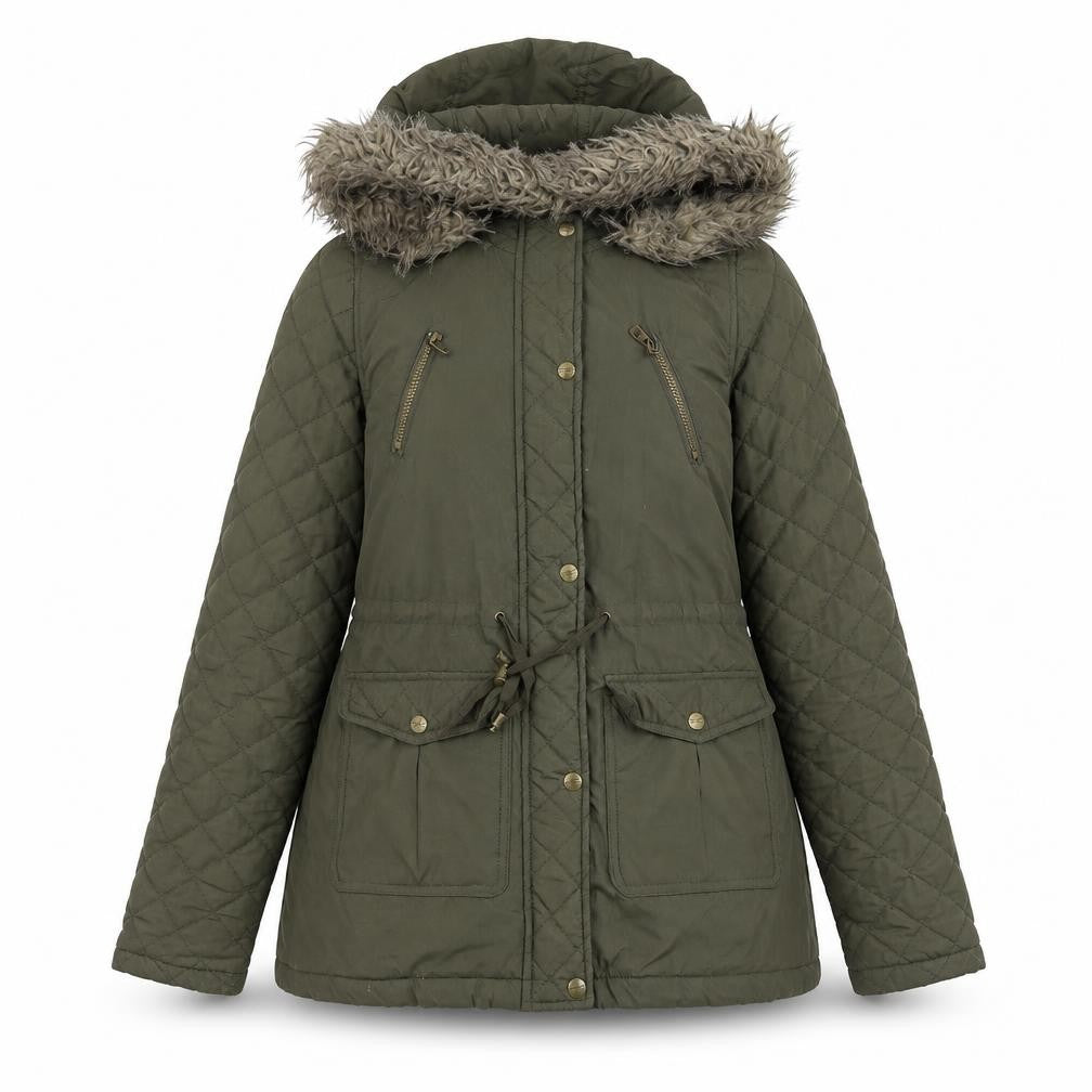 Womens UK Size 6 Pineapple Green Quilted Coat