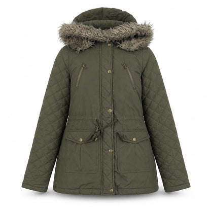 Womens UK Size 6 Pineapple Green Quilted Coat