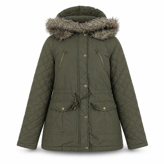 Womens UK Size 6 Pineapple Green Quilted Coat