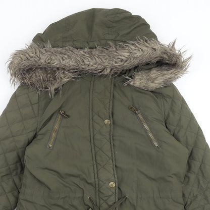 Pineapple Womens Green Quilted Coat Size 6 Zip