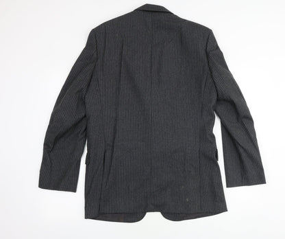 Anthony Loretto Mens Grey Striped Wool Jacket Suit Jacket Size 40 Regular