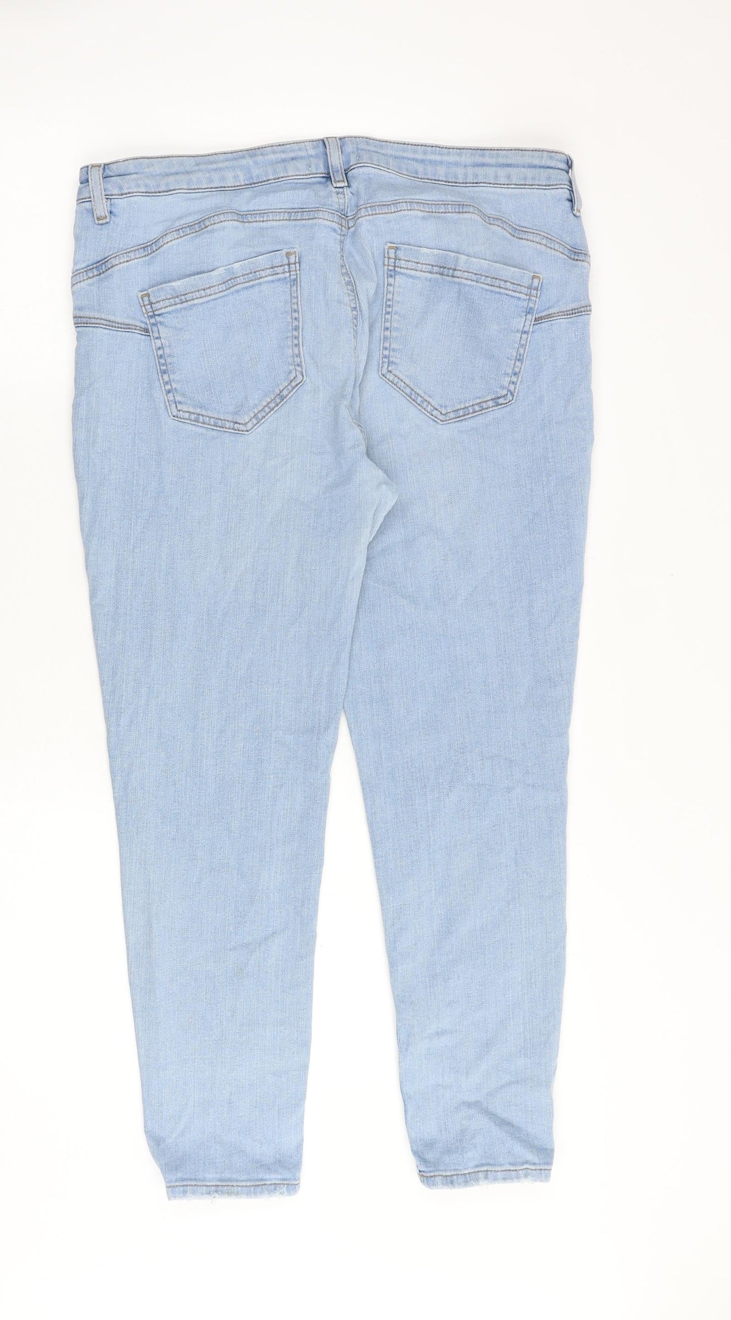 F&F Womens Blue Cotton Tapered Jeans Size 34 in Regular Zip