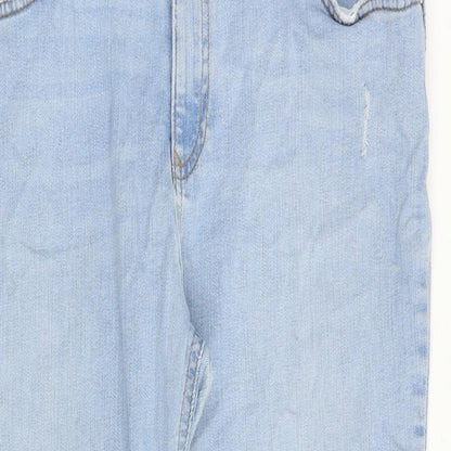 F&F Womens Blue Cotton Tapered Jeans Size 34 in Regular Zip