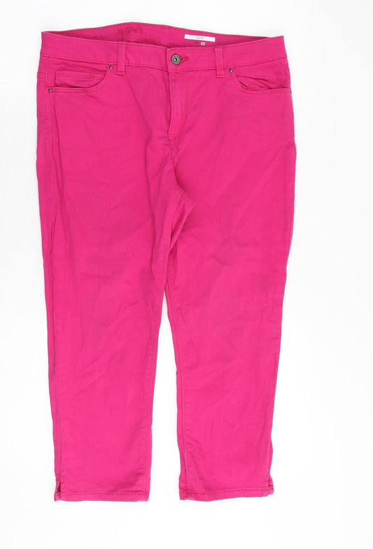 EDC Womens Pink Cotton Cropped Jeans Size 32 in Regular Zip