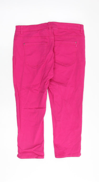 EDC Womens Pink Cotton Cropped Jeans Size 32 in Regular Zip
