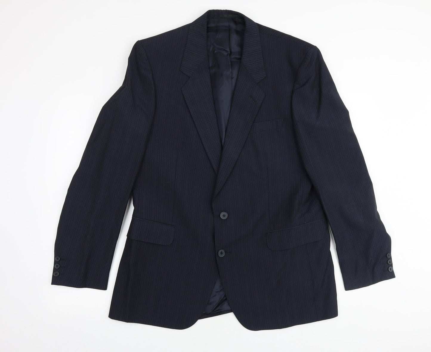 Chesterfield Mens Blue Striped Viscose Jacket Suit Jacket Size 38 Regular