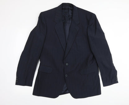 Chesterfield Mens Blue Striped Viscose Jacket Suit Jacket Size 38 Regular