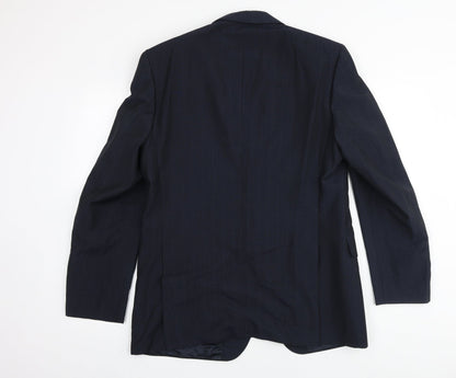 Chesterfield Mens Blue Striped Viscose Jacket Suit Jacket Size 38 Regular