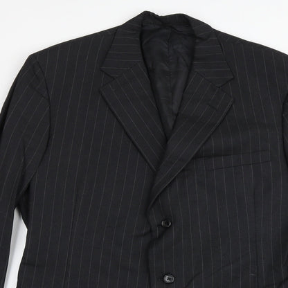 Royal Classics Mens Black Striped Viscose Jacket Suit Jacket Size 42 Regular