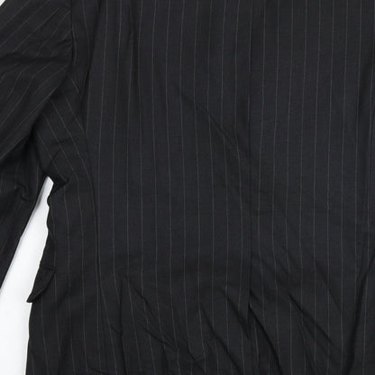 Royal Classics Mens Black Striped Viscose Jacket Suit Jacket Size 42 Regular