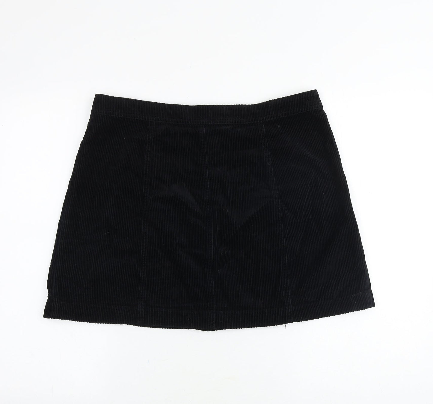 H&M Womens Black Cotton Mini Skirt Size 34 in Button