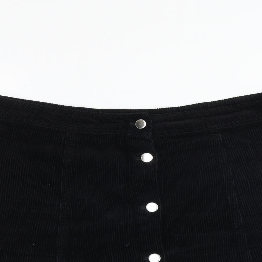 H&M Womens Black Cotton Mini Skirt Size 34 in Button