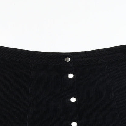 H&M Womens Black Cotton Mini Skirt Size 34 in Button