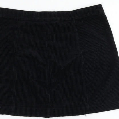 H&M Womens Black Cotton Mini Skirt Size 34 in Button
