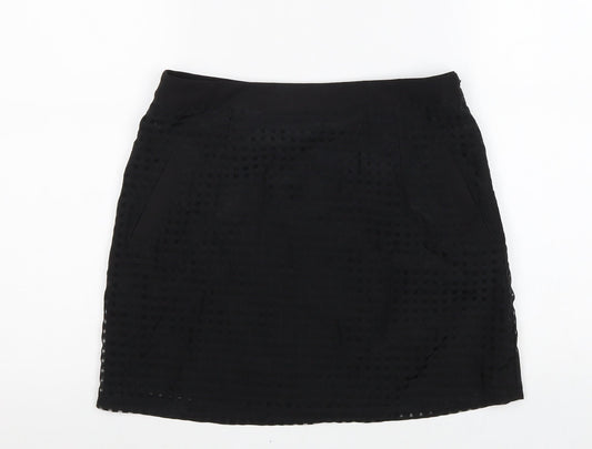 Hearts & Bows Womens Black Geometric Polyester Mini Skirt Size 10 Zip