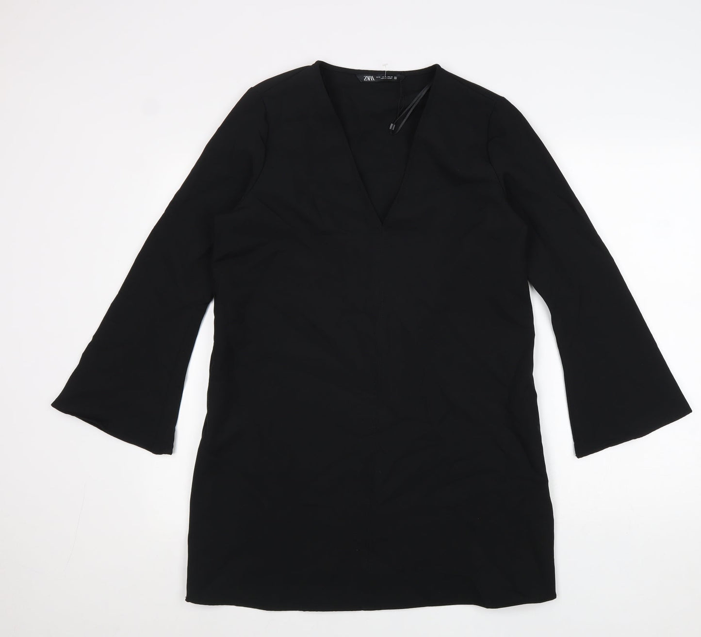 Zara Womens Black Viscose A-Line Size M V-Neck Pullover
