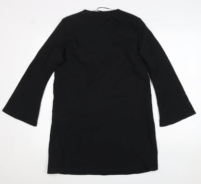 Zara Womens Black Viscose A-Line Size M V-Neck Pullover