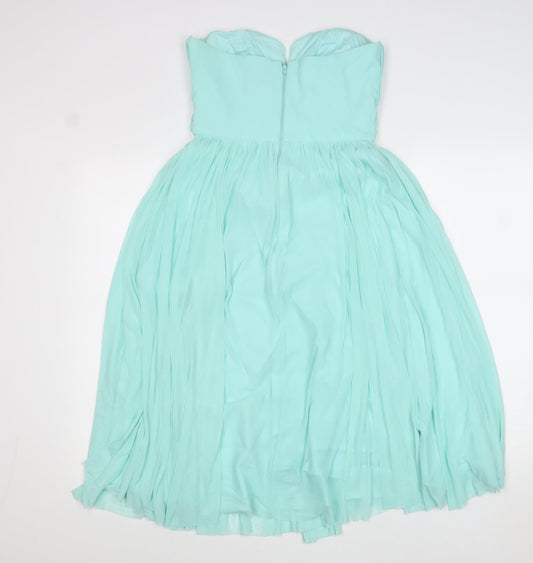 ASOS Womens Blue Viscose Fit & Flare Size 10 Sweetheart Zip