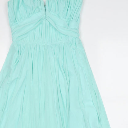 ASOS Womens Blue Viscose Fit & Flare Size 10 Sweetheart Zip