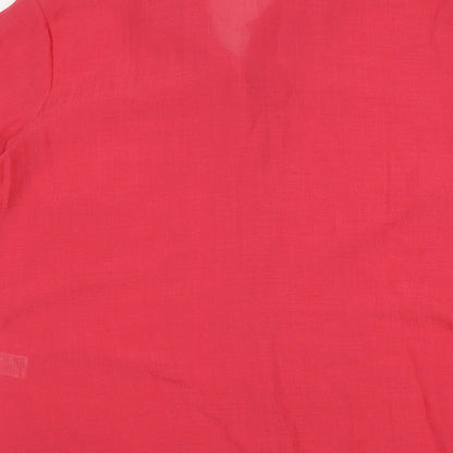 Marks and Spencer Womens Pink Polyester Basic Button-Up Size 16 Collared