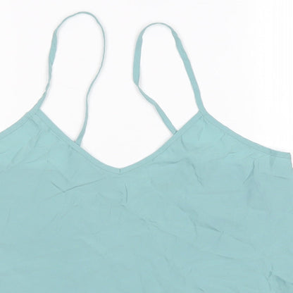 Linea Womens Blue Polyester Basic Tank Size M V-Neck