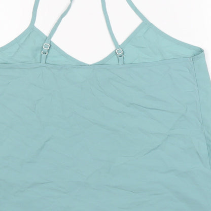 Linea Womens Blue Polyester Basic Tank Size M V-Neck