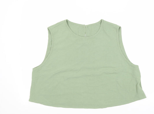 SheIn Womens Green Polyester Basic Tank Size XL Round Neck