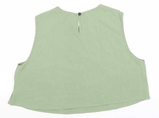 SheIn Womens Green Polyester Basic Tank Size XL Round Neck