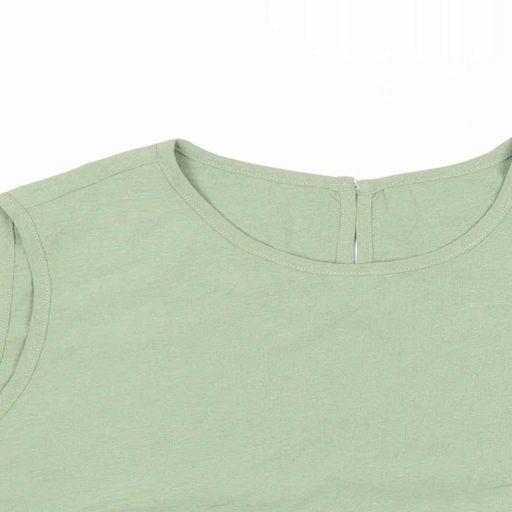 SheIn Womens Green Polyester Basic Tank Size XL Round Neck