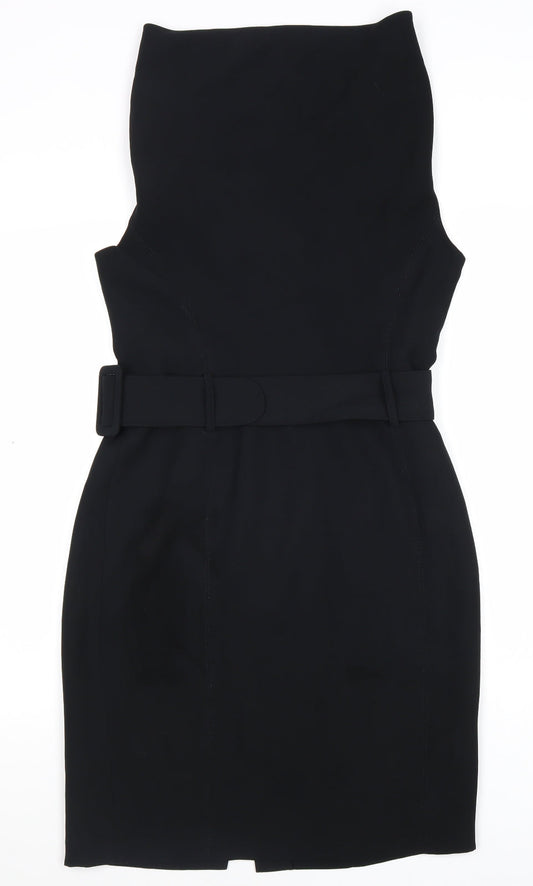 NEXT Womens Black Viscose Sheath Size 12 Boat Neck Zip