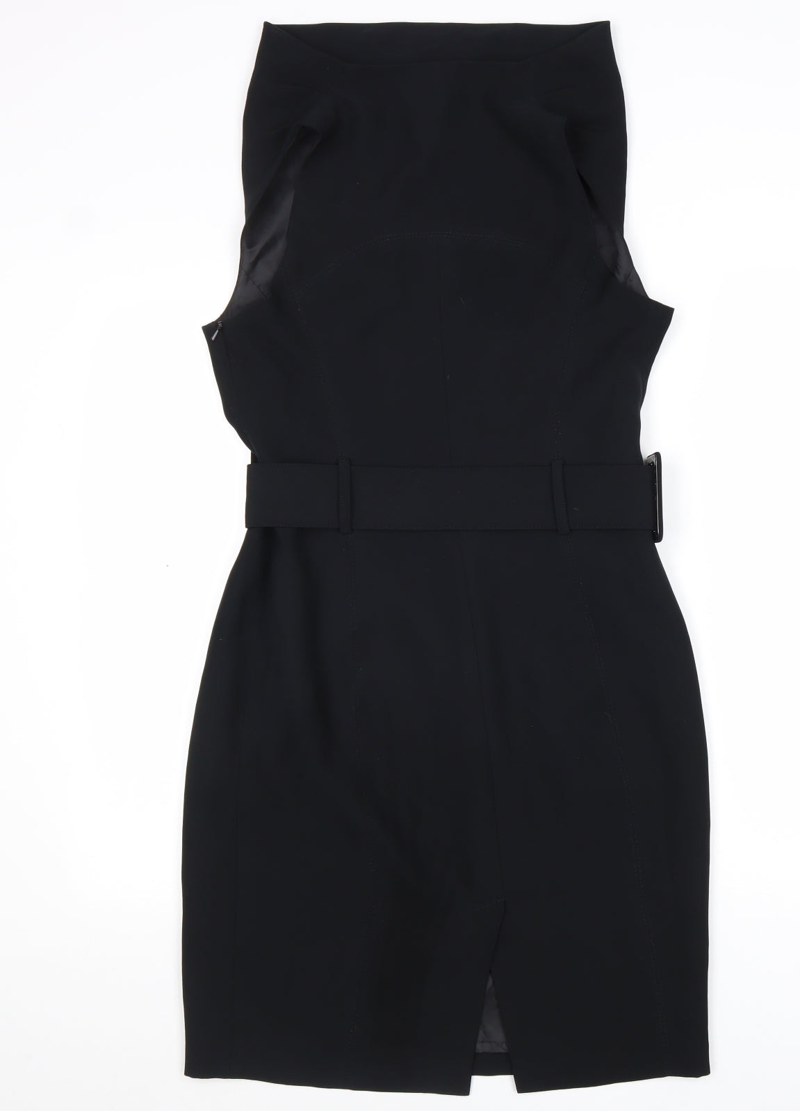 NEXT Womens Black Viscose Sheath Size 12 Boat Neck Zip