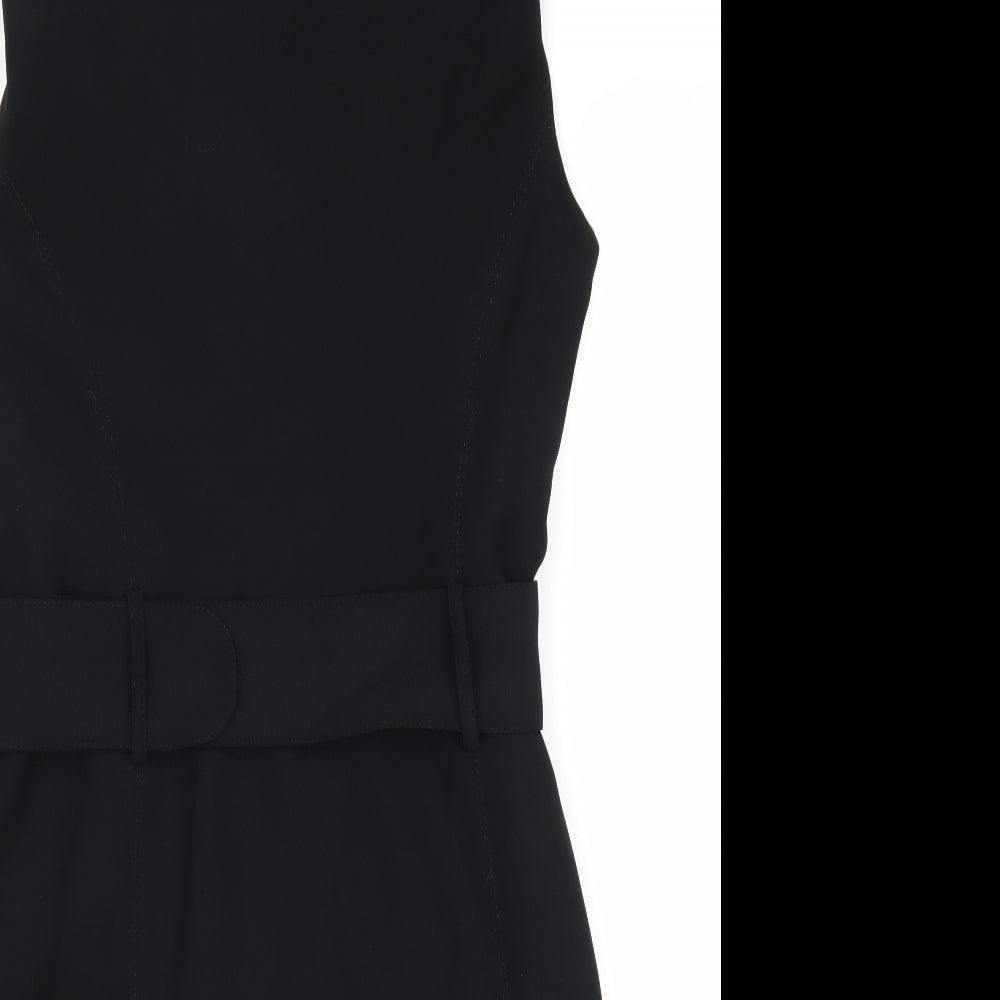 NEXT Womens Black Viscose Sheath Size 12 Boat Neck Zip