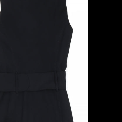 NEXT Womens Black Viscose Sheath Size 12 Boat Neck Zip