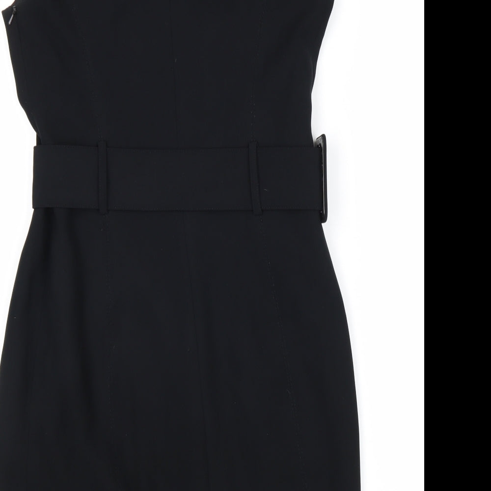 NEXT Womens Black Viscose Sheath Size 12 Boat Neck Zip