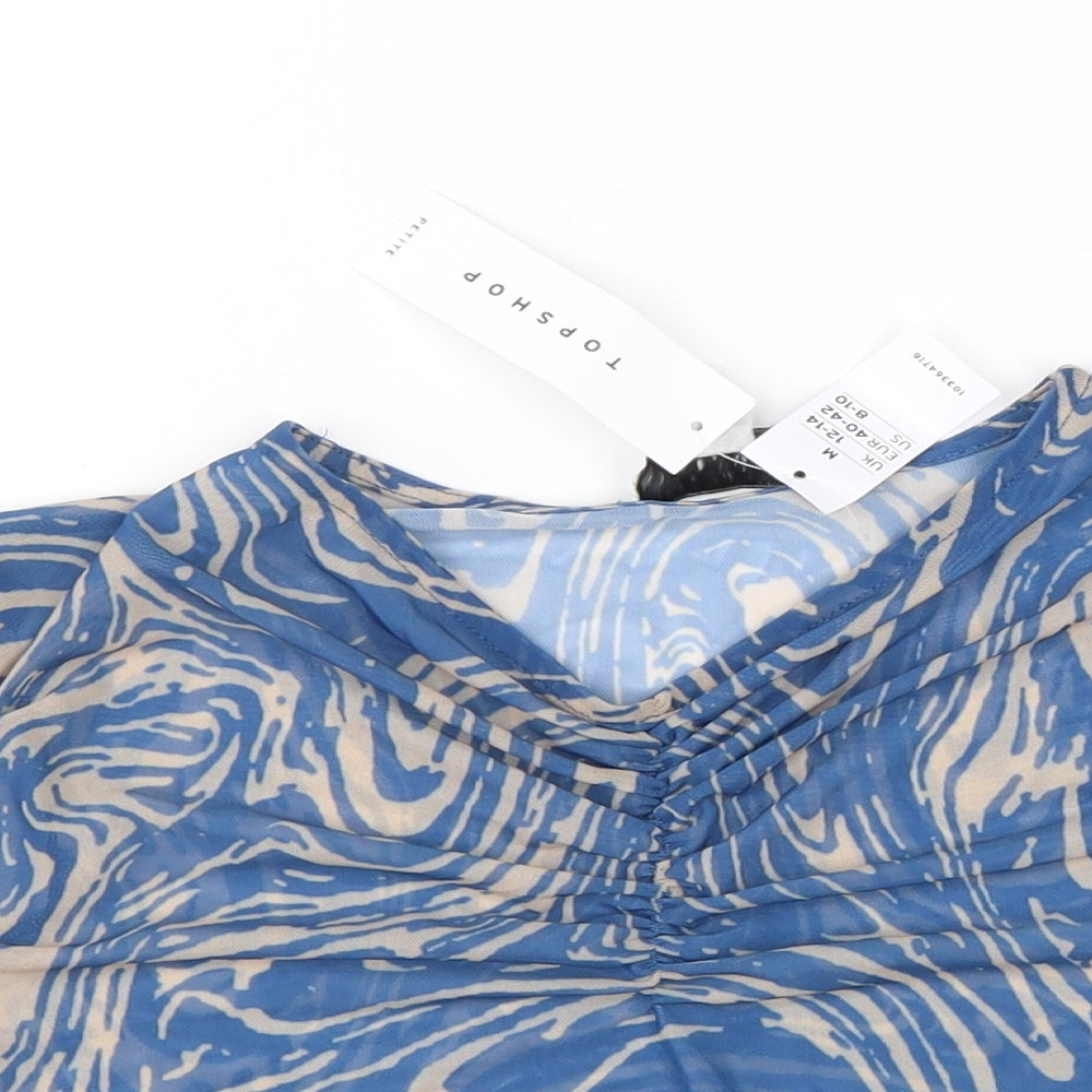 Womens UK Size 12 Topshop Blue Basic Blouse