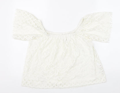 Womens UK Size 10 New Look White Basic Blouse