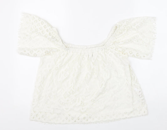 Womens UK Size 10 New Look White Basic Blouse