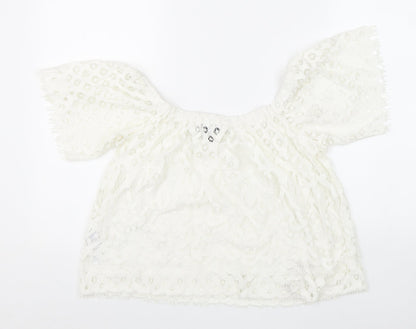 Womens UK Size 10 New Look White Basic Blouse