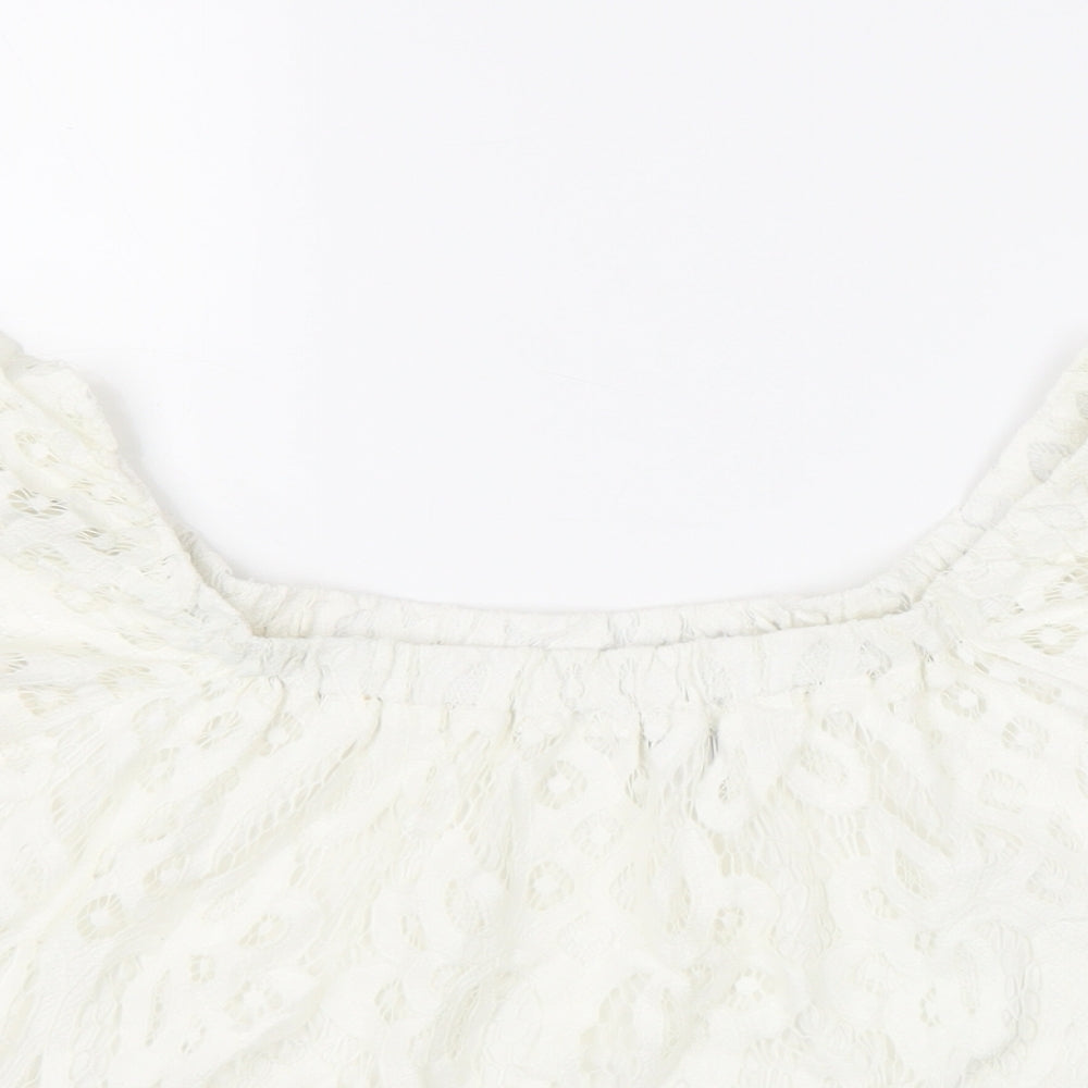 Womens UK Size 10 New Look White Basic Blouse