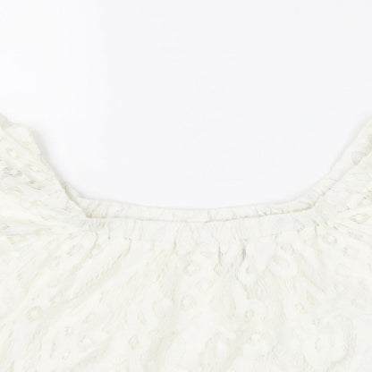 Womens UK Size 10 New Look White Basic Blouse
